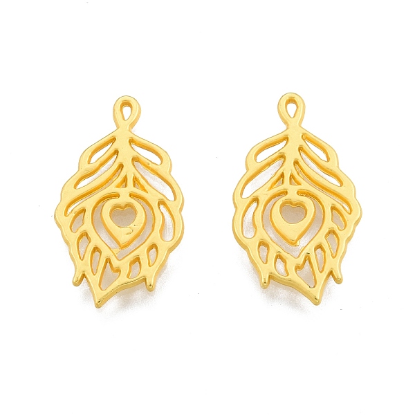 

PandaHall Alloy Pendants, Hollow, Leaf Charms, Matte Gold Color, 22.5x12.5x1mm, Hole: 0.9mm Alloy Leaf