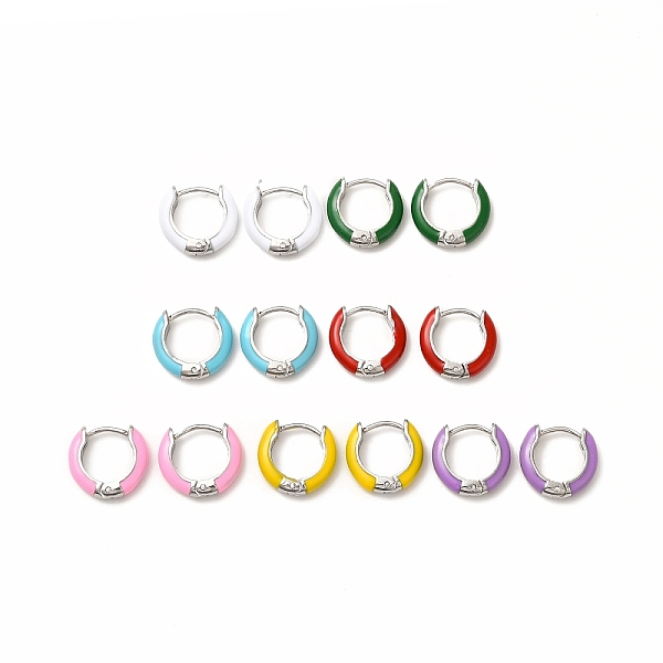 

PandaHall Enamel Hoop Earrings, Stainless Steel Color 316 Surgical Stainless Steel Jewelry for Women, Mixed Color, 13x14x3mm, Pin: 1mm 316..., Multicolor