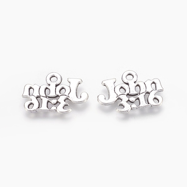 

PandaHall Tibetan Style Alloy Pendants, Christian Charms, John 3:16, Lead Free and Cadmium Free, Antique Silver, 18.5x13x1mm, Hole: 2mm...