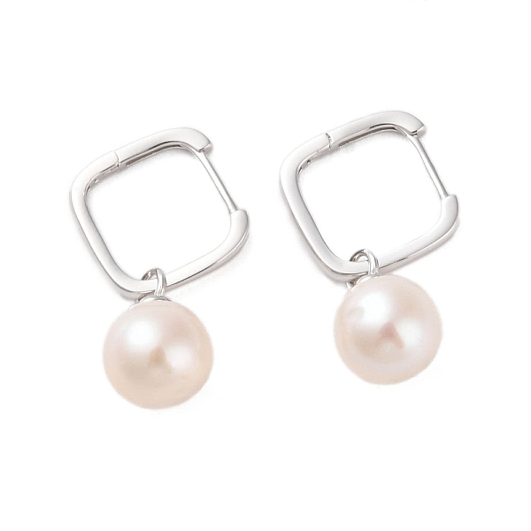 

PandaHall 925 Sterling Silver Hoop Earring, with Natural Pearl, Platinum, 25x8.5mm Pearl Others
