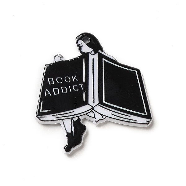 

PandaHall Halloween Printed Acrylic Pendants, Book Pattern, 35.5x33.5x2.5mm, Hole: 1.8mm Acrylic Book Black