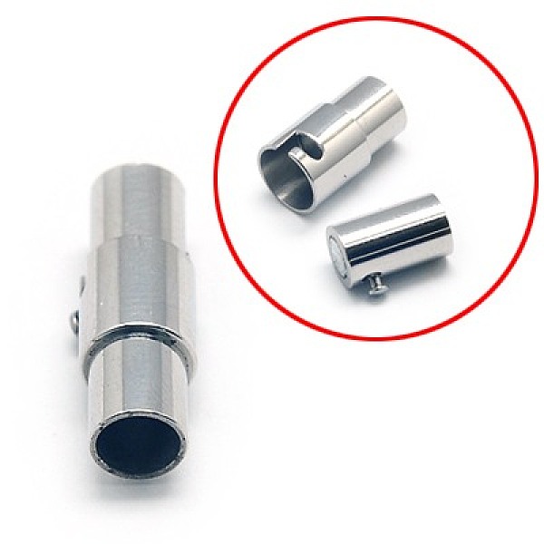 

PandaHall 304 Stainless Steel Locking Tube Magnetic Clasps, Column, 18x6mm, Hole: 4mm 304 Stainless Steel Column