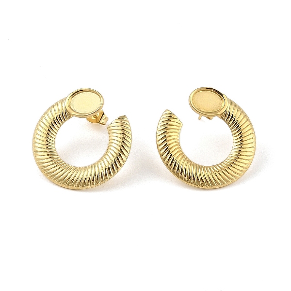 

PandaHall Ion Plating(IP) 304 Stainless Steel Stud Earrings Findings for Women, Rings, Real 18K Gold Plated, 25.5x24.5mm, Pin: 11.5x0.5mm...
