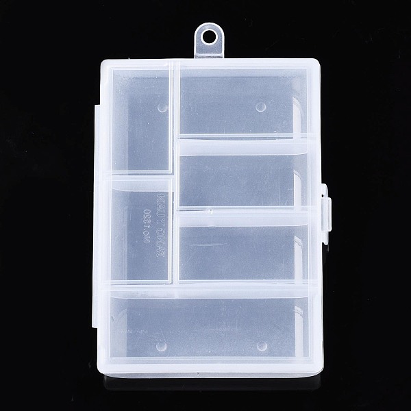

PandaHall Rectangle Polypropylene(PP) Bead Storage Container, 6 Compartment Organizer Boxes, with Hinged Lid, for Beads Small Accessories..., Clear