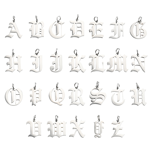

PandaHall BENECREAT 26Pcs 26 Style 201 Stainless Steel Pendants, with Jump Ring, Old English, Letter, Laser Cut, Letter Pattern, 1pc/style...