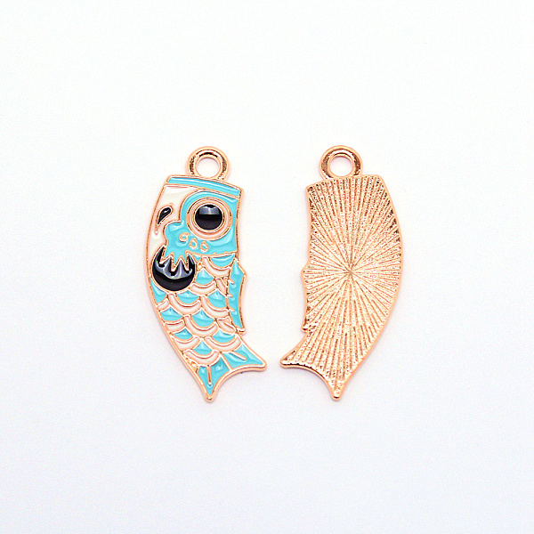 

PandaHall Aolly Enamel Pendants, Diy Earrings making, Koinobori, Golden, 34x13.5x1.2mm, Hole: 2.5mm Alloy+Enamel Others