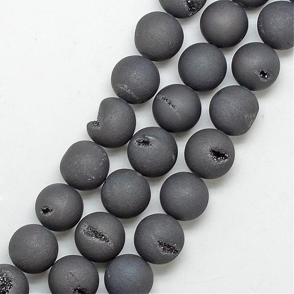 

PandaHall Electroplated Natural Druzy Geode Agate Beads Strands, Dyed, Frosted, Round, Gray Plated, 18~18.5mm, Hole: 2mm, about 22pcs/strand...