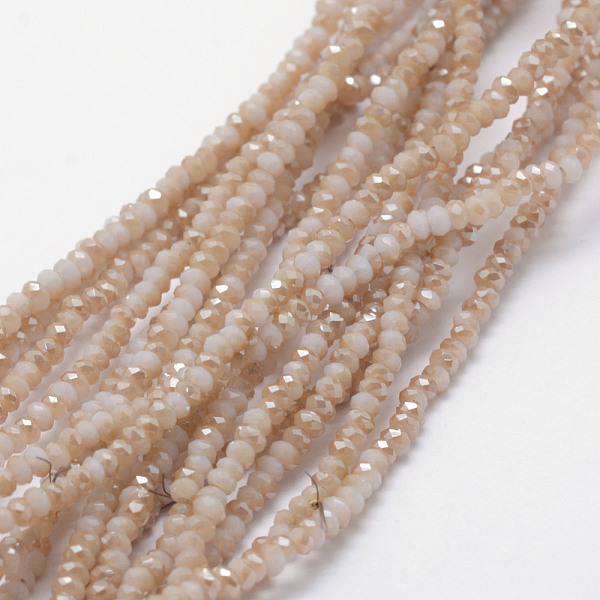 

PandaHall Electroplate Opaque Glass Beads Strands, Half Rainbow Plated, Faceted, Rondelle, Tan, 2.5x1.5mm, Hole: 0.5mm, about..., Orange