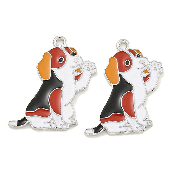 

PandaHall Rack Plating Alloy Enamel Pendants, Cadmium Free & Lead Free, Platinum, Dog Charm, FireBrick, 27x23x1.5mm, Hole: 1.8mm..., Red