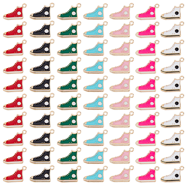 

PandaHall DICOSMETIC 70Pcs 7 Colors Zine Alloy Enamel Charms, Shoes Charms, Light Gold, Mixed Color, 17x12x2mm, Hole: 1.5mm, 10pcs/color..., Multicolor
