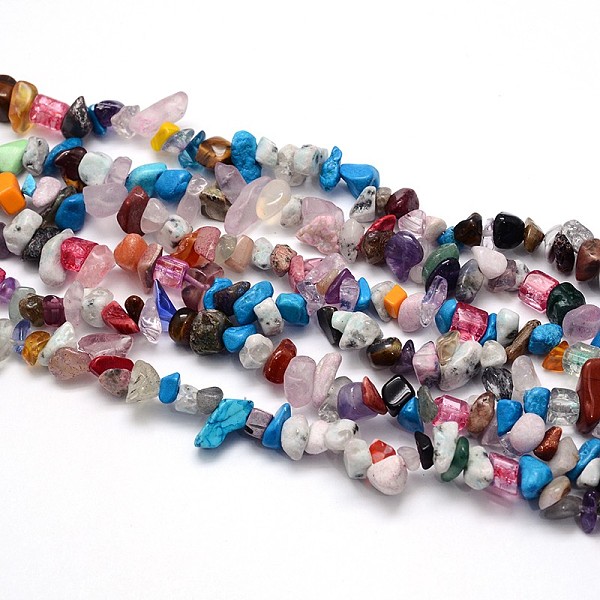 

PandaHall Mixed Stone Beads Strands, Chips, 8~20x8~18mm, Hole: 1mm, about 31.5 inch Mixed Stone Chip