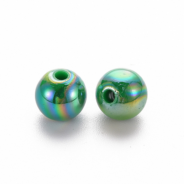 

PandaHall Opaque Acrylic Beads, AB Color Plated, Round, Green, 8x7mm, Hole: 2mm, about 1745pcs/500g Acrylic Round Green