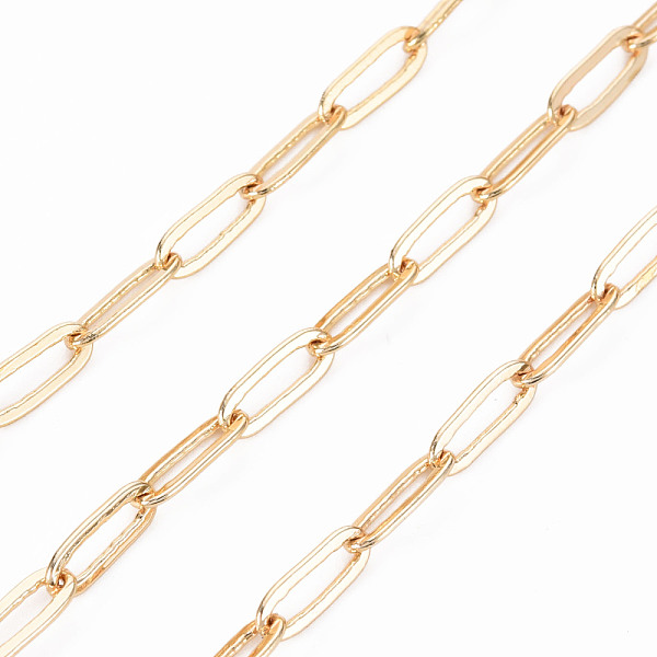 

PandaHall Brass Paperclip Chains, Drawn Elongated Cable Chains, Soldered, with Spool, Real 18K Gold Plated, 8.5x3x0.6mm, about 16.4 Feet...