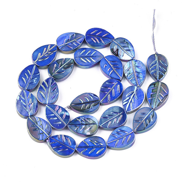 

PandaHall Freshwater Shell Beads Strands, AB Color Plated, Dyed, Leaf, Royal Blue, 15~15.5x11~11.5x3mm, Hole: 1mm, 23~24pcs/strand, 14.3...