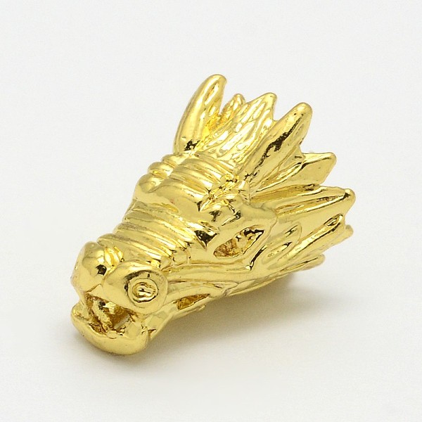 

PandaHall Dragon Head Alloy Beads, Golden, 15x12.5x12mm, Hole: 2mm Alloy Dragon