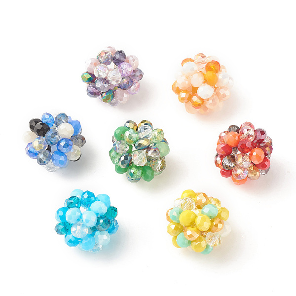 

PandaHall 7Pcs 7 Colors Electroplated Glass Woven Beads, Cluster Beads, Mixed Color, 23x21x21mm, Hole: 6mm, 1pc/color Glass Rondelle..., Multicolor