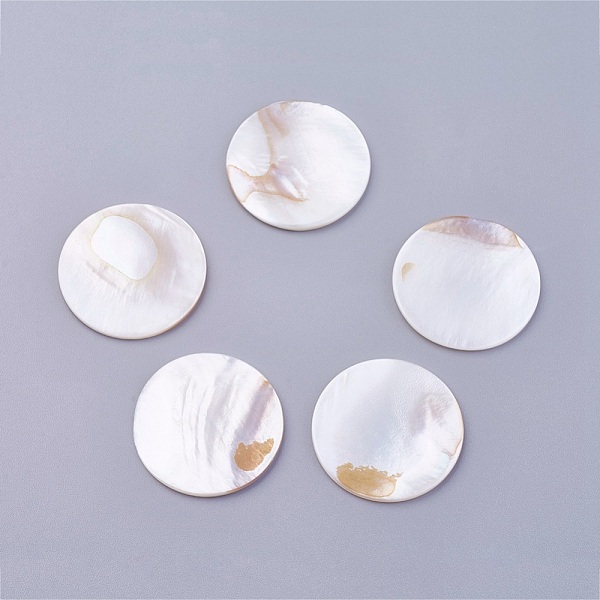 

PandaHall Shell Cabochons, Flat Round, Floral White, 30x2mm Shell Flat Round