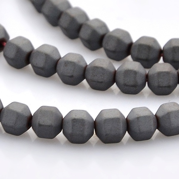 

PandaHall Frosted Electroplate Non-magnetic Synthetic Hematite Faceted Round Beads Strands, Black Plated, 4x4mm, Hole: 1mm, about...