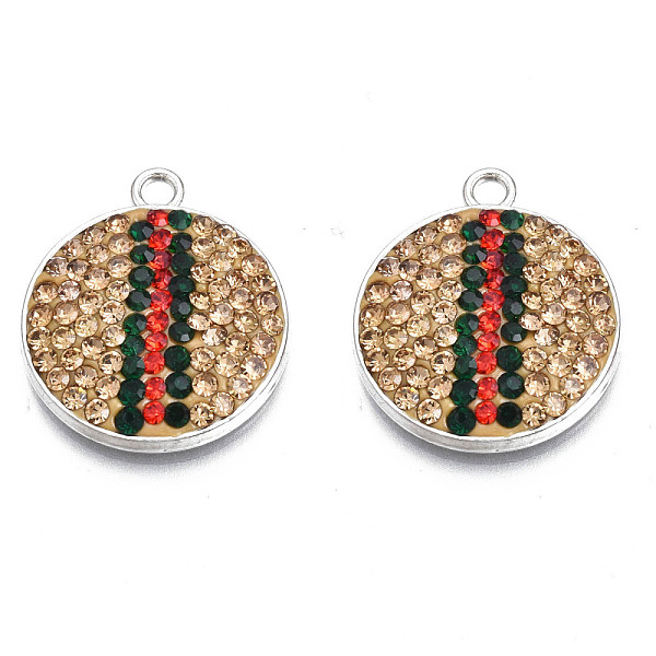 

PandaHall Rack Plating Alloy Pendants, with Polymer Clay Rhinestone, Cadmium Free & Lead Free, Platinum Plated, Flat Round, Gold Quartz...