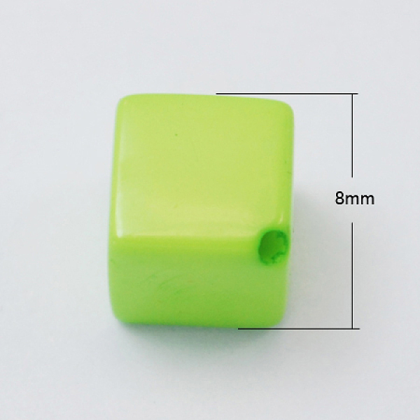 

PandaHall Opaque Acrylic Beads, Cube, Lawn Green, 8x8x8mm, Hole: 1mm, about 880pcs/500g Acrylic Cube Green