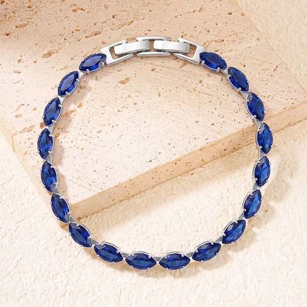 Bracelets de tennis européens en laiton pavé de zircone cubique œil de cheval pour femmes