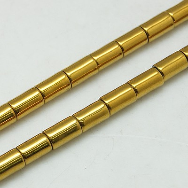 

PandaHall Non-magnetic Synthetic Hematite Beads Strands, Column, Golden Plated, 6x4mm, Hole: 1mm Non-magnetic Hematite Column