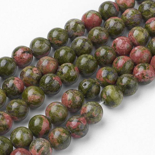 

PandaHall Natural Unakite Bead Strands, Round, 8~8.5mm, Hole: 1mm, about 45~47pcs/strand, 14.9 inch(38cm) Unakite Round