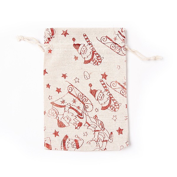 

PandaHall Cotton and Linen Packing Pouches, Drawstring Bags, for Candy Wrapper Gift Christmas Party Supplies, Rectangle, Christmas Themed..., Orange