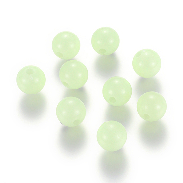 

PandaHall Luminous Acrylic Round Beads, Pale Green, 10mm, Hole: 2mm, 100pcs Acrylic Round Green
