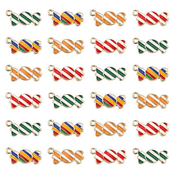 

PandaHall 40Pcs 4 Colors Light Gold Plated Alloy Pendants, with Enamel, Candy, Mixed Color, 21x10x2mm, Hole: 2mm, 10pcs/color Alloy+Enamel..., Multicolor