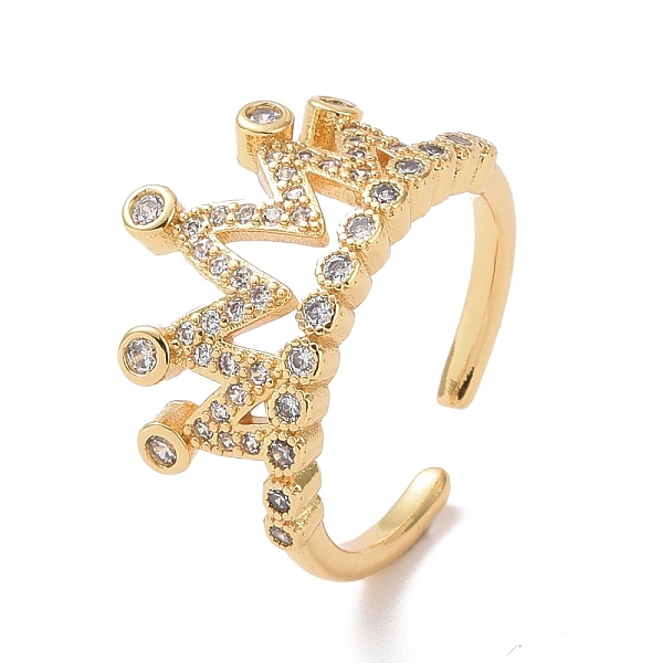 

PandaHall Clear Cubic Zirconia Crown Open Ring, Brass Jewelry for Women, Cadmium Free & Lead Free, Real 18K Gold Plated, US Size 6 1/2...