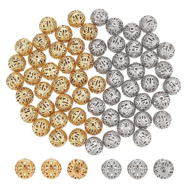 

PandaHall Unicraftale 60Pcs 2 Colors 304 Stainless Steel Hollow Round Beads, Mixed Color, 10x9.5mm, Hole: 1mm, 30pcs/color 304 Stainless...