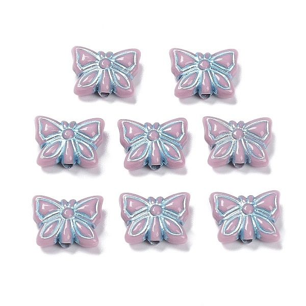 

PandaHall Opaque Acrylic Beads, Metal Enlaced, Butterfly, Flamingo, 11x14.5x5mm, Hole: 1.8mm, about 740pcs/500g Acrylic Butterfly Pink