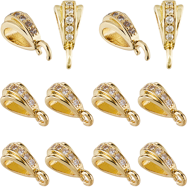 

PandaHall SUNNYCLUE 20Pcs Brass with Cubic Zirconia Pendants, for Women, Long-Lasting Plated, Real 18K Gold Plated, 9x4x5mm, Hole: 1.2mm..., Clear