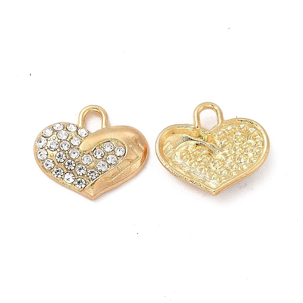 

PandaHall Alloy Crystal Rhinestone Pendants, Heart Charm, Golden, 16x14x3mm, Hole: 2.2mm Alloy+Rhinestone Heart Clear