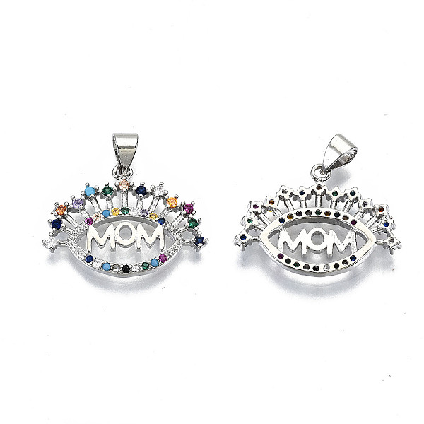 

PandaHall Brass Micro Pave Colorful Cubic Zirconia Pendants, with Snap on Bails, for Mother's Day, Cadmium Free & Nickel Free & Lead Free...