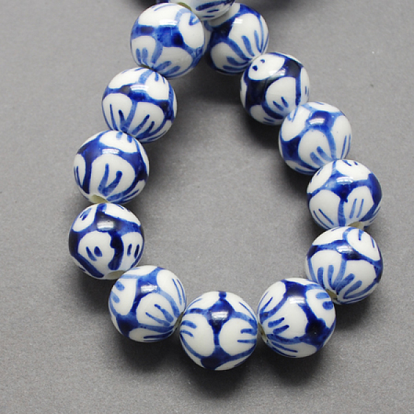 

PandaHall Handmade Porcelain Beads, Blue and White Porcelain, Round, Blue, 10mm, Hole: 3mm Porcelain Round Blue