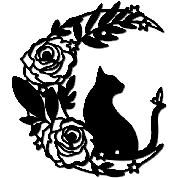 

PandaHall Iron Wall Signs, Metal Art Wall Decoration, for Living Room, Home, Office, Garden, Kitchen, Hotel, Balcony, Moon Cat, 200x180x1mm...