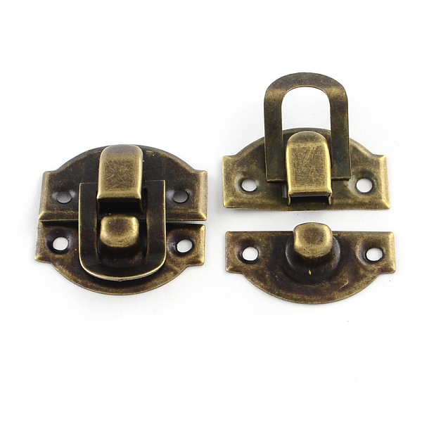 

PandaHall Wooden Box Lock Catch Clasps, Antique Bronze, 29x27x6mm, Hole: 2.5mm Iron