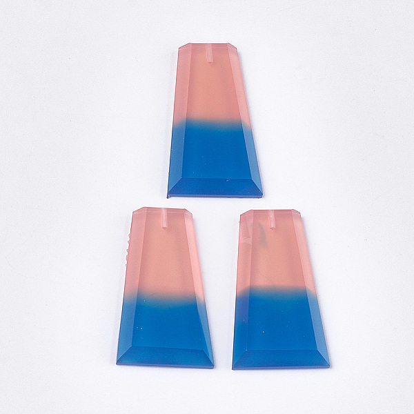 

PandaHall Resin Beads, Two Tone, Half Drilled, Faceted, Trapezoid, Blue, 37~37.5x21x5mm, Half Hole: 1.2mm Resin Trapezoid Blue