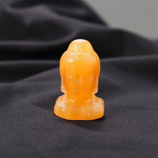 

PandaHall Natural Topaz Jade Healing Buddha Head Figurines, Reiki Energy Stone Display Decorations, 40x25mm Topaz Jade Others