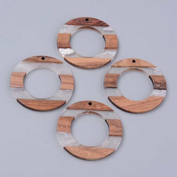 

PandaHall Resin & Walnut Wood Pendants, Two Tone, Ring, WhiteSmoke, 39x2~3mm, Hole: 2mm Resin+Wood Ring White