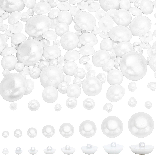 

PandaHall 288Pcs 8 Style 1-Hole Plastics Shank Button, Mushroom, White, 8~30x8.5~14.5mm, Hole: 2.5~3.5mm Plastic Mushroom White