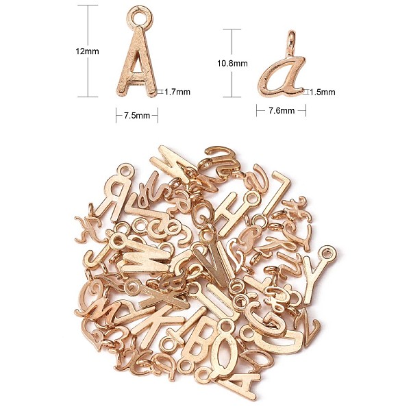

PandaHall 156Pcs Alloy Charms, Initial Letter A~Z, Golden, 10.8x7.8x1.5mm, Hole: 1.5mm Alloy Letter