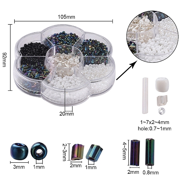 

PandaHall 7 Style Opaque Colours & Iris & Ceylon Glass Seed Beads, Glass Bugle Beads, for Jewelry Making, Mixed Color, about 1450/box Glass..., Multicolor