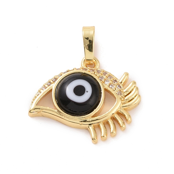 

PandaHall Brass Micro Pave Cubic Zirconia Pendants, with Handmade Evil Eye Lampwork, Eye Charm, Real 18K Gold Plated, Black, 17x20x4.5mm...