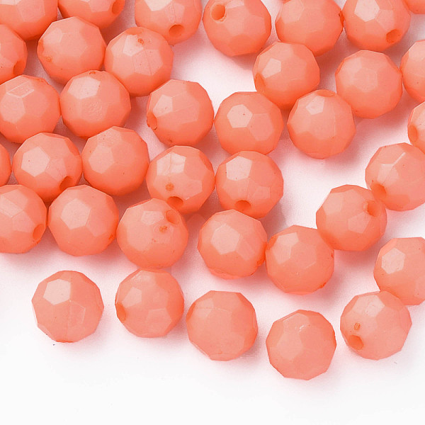 

PandaHall Opaque Acrylic Beads, Faceted, Dyed, Round, Tomato, 10mm, Hole: 2mm, about 1050pcs/500g Acrylic Round Red