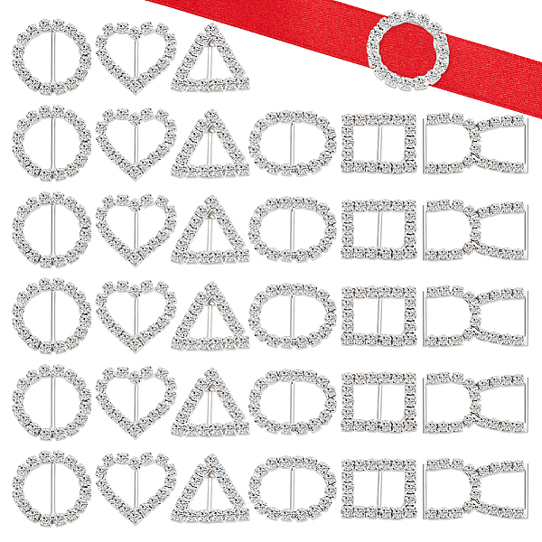 

PandaHall AHADERMAKER 36Pcs 6 Style Alloy Rhinestone Slider Buckles, Adjustable Buckle Fasteners, for Strap Leathercraft Bag Belt, Silver..., Clear