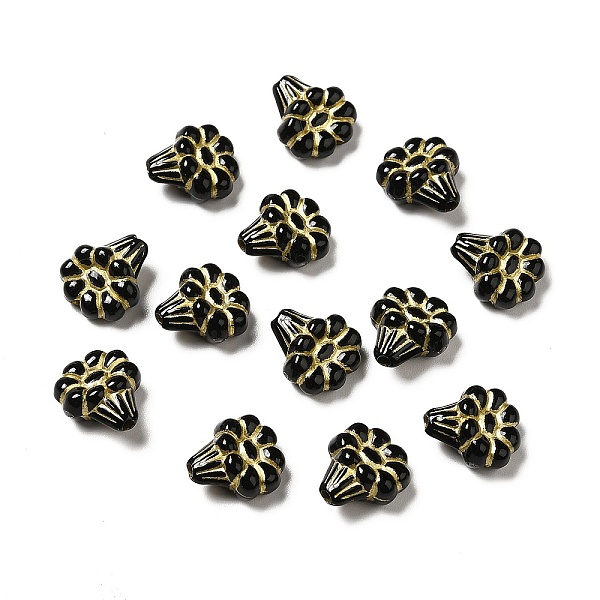 

PandaHall UV Plating Acrylic Beads, Golden Metal Enlaced, Flower, Black, 12.5x11x6mm, Hole: 1.5mm, about 1394pcs/500g Acrylic Flower Black