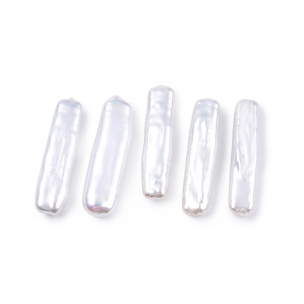 

PandaHall Natural Baroque Keshi Pearl Beads, Freshwater Pearl Beads, No Hole, Rectangle, Snow, 23~24x5~7x3.5~5mm Keshi Pearl Rectangle White